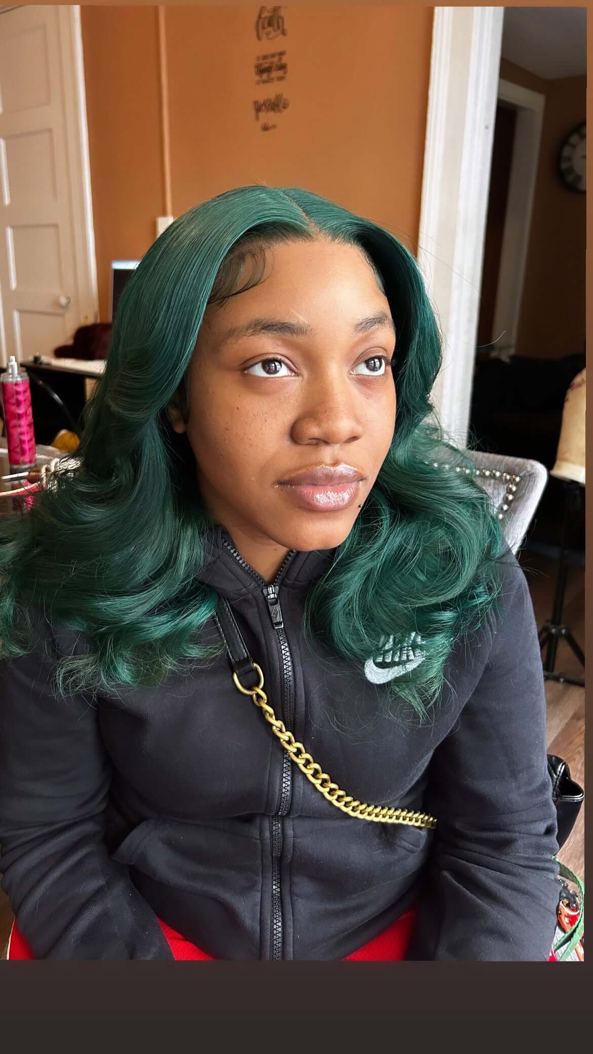 Emerald Green Lace frontal Wig 18 inches